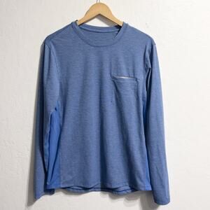 Lululemon Shirt Mens Medium Long Sleeve Reflective Mesh Blue Active Pocket